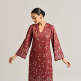 Maroon Contemporary Woollen Kurta with Lace Detail