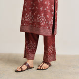 Maroon Contemporary Woollen Kurta with Lace Detail