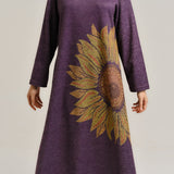 Violet Sunflower Statement Woollen Winter Dress