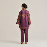 Wine Kashmiri Inspired Contemporary Woollen Kurta