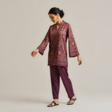 Wine Kashmiri Inspired Contemporary Woollen Co-ord Set