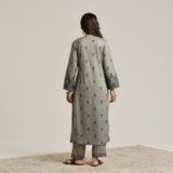 Grey Contemporary Embroidered Woollen Kurta