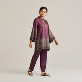 Wine Kashmiri Inspired Contemporary Woollen Co-ord Set