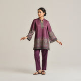 Wine Kashmiri Inspired Contemporary Woollen Co-ord Set