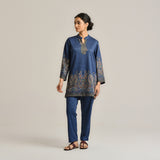 Blue Kashmiri Inspired Contemporary Woollen Kurta
