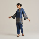 Blue Kashmiri Inspired Contemporary Woollen Kurta