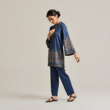 Blue Kashmiri Inspired Contemporary Woollen Kurta