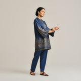 Blue Kashmiri Inspired Contemporary Woollen Kurta