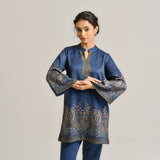 Blue Kashmiri Inspired Contemporary Woollen Kurta
