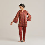 Maroon Kashmiri Inspired Contemporary Woollen Co-ord Set