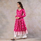 Pink Front Gathered Kurta Pant Co-ord Set