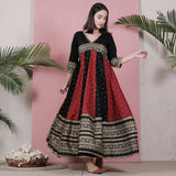 Black & Maroon Long Kalidaar Dress with Border Details