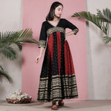 Black & Maroon Long Kalidaar Dress with Border Details