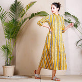 Yellow Stone Printed Shirt Dress