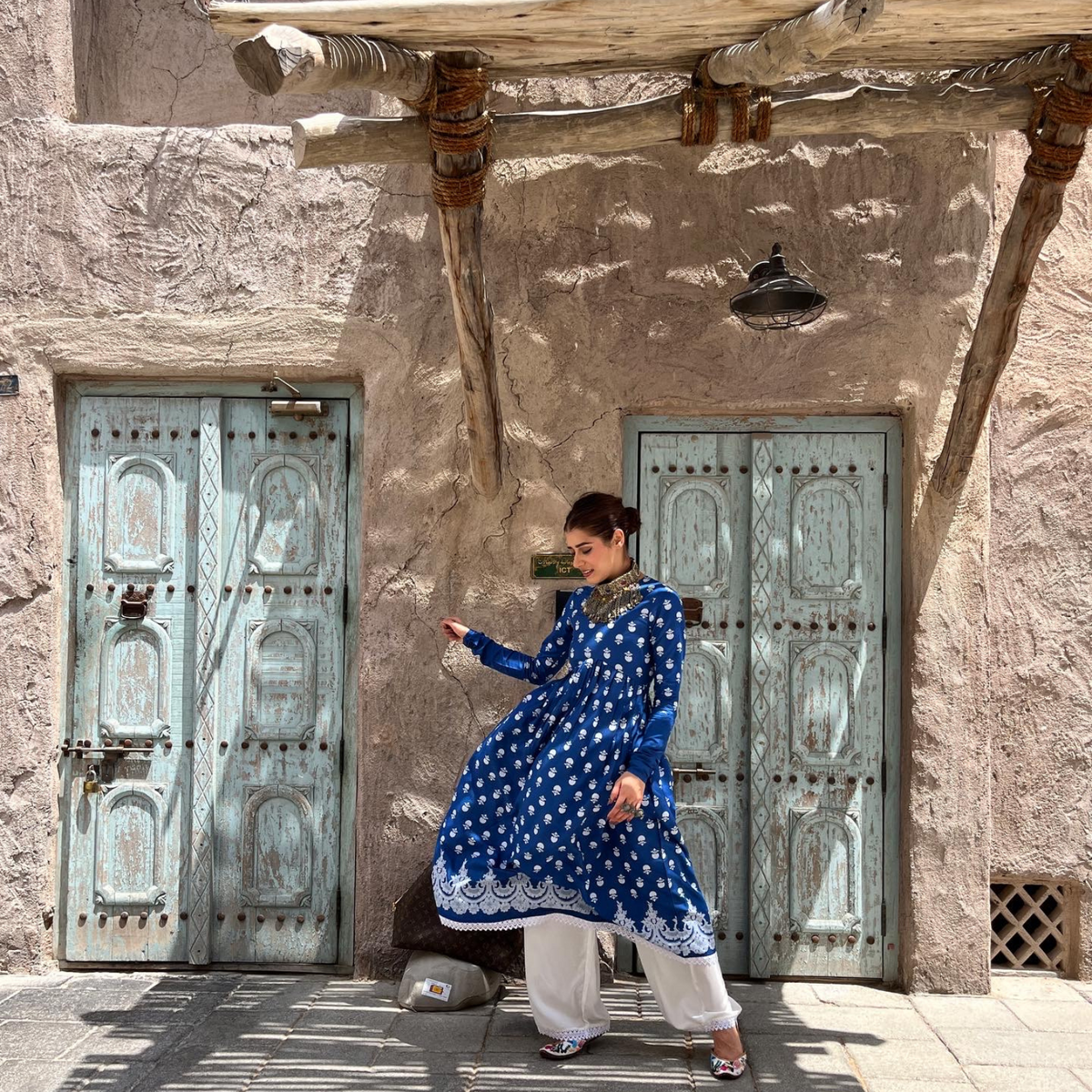 Blue Front Gathered Kurta