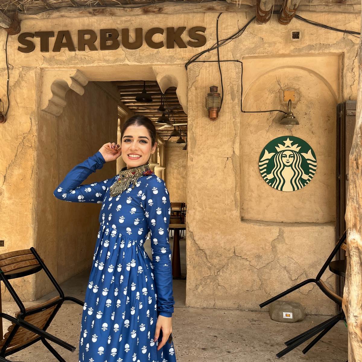 Blue Front Gathered Kurta