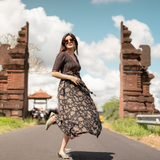 Black Bandhani Inspired Floral Dress