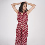 Maroon Front Buttoned Jumpsuit