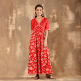 Red Bandhani Inspired Flora Dress