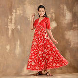 Red Bandhani Inspired Flora Dress
