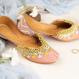 Pink Embroidered Ghungroo Jutti