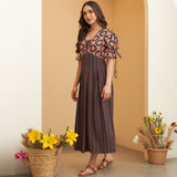 Black Box Pleated V Neck Dress