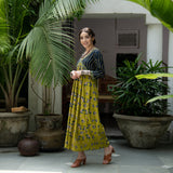 Olive & Blue V Neck Alia Cut Lotus Dress