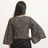 Black Bandhani & Stone Printed Tiered Dress with Flared Sleeves