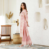 Baby Pink Floral Jaal Kurta Pants Co-ord Set