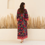 Navy Blue A-Line Spaghetti Dress with Floral Shrug