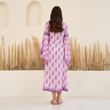 Lavender High Low Gathered Dress with Handkerchief Sleeves