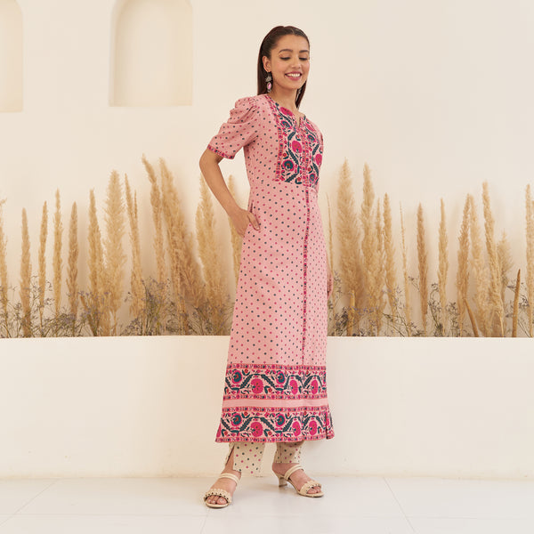 Baby Bandhani Jamna Set -Reddish Pink main image 0