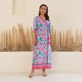 Lilac Angrakha Dress with Side Slit and Puff Sleeves