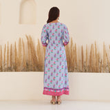 Lilac Angrakha Dress with Side Slit and Puff Sleeves