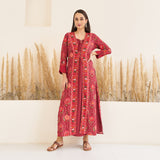 Maroon Side Slit Dress with Long Shrug