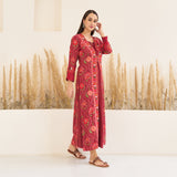 Maroon Side Slit Dress with Long Shrug