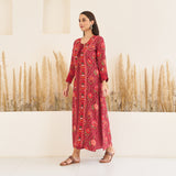 Maroon Side Slit Dress with Long Shrug