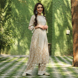 Beige Kurta Palazzo Co-ord Set with Tassel Details
