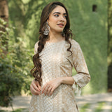 Beige Kurta Palazzo Co-ord Set with Tassel Details