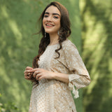 Beige Kurta Palazzo Co-ord Set with Tassel Details
