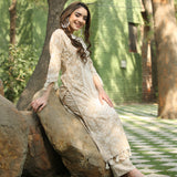 Beige Kurta Palazzo Co-ord Set with Tassel Details