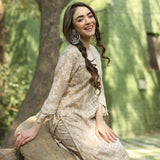 Beige Kurta Palazzo Co-ord Set with Tassel Details