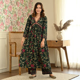 Emerald Green Front Gathered Kurta Pant Co-ord Set