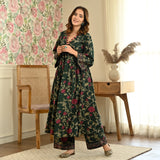 Emerald Green Front Gathered Kurta Pant Co-ord Set