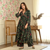 Emerald Green Front Gathered Kurta Pant Co-ord Set