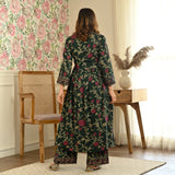 Emerald Green Front Gathered Kurta Pant Co-ord Set