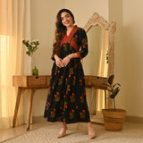 Gulbagh Black V Neck Dress