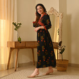 Gulbagh Black V Neck Dress
