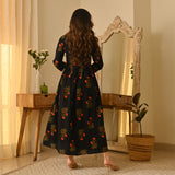 Gulbagh Black V Neck Dress