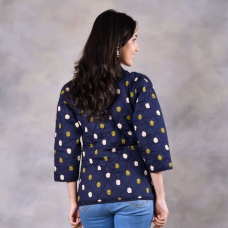 Gulmohar Space Blue Quilted Jacket